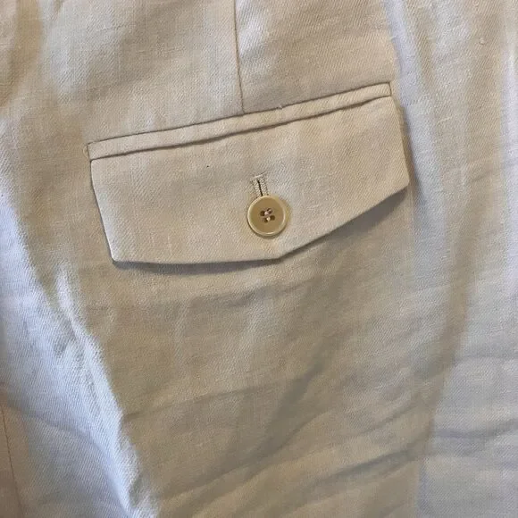 NWT Talbots Petite 100% Linen Pants Wide Leg 14P Cream MSRP $99 Beige Lined - Picture 12 of 16